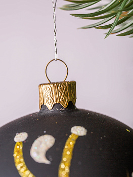 Декоративное украшение Шар №4,5 D8см БИРЮСИНКА Пчелы черный стекло 000000000001207643