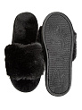 Тапочки домашние 38-39 женские меховые открытые черный полиэстер/ПВХ 000000000001228876