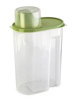 Контейнер 2,5л для сыпучих продуктов/для кормов с дозатором зеленый полипропилен 000000000001227840