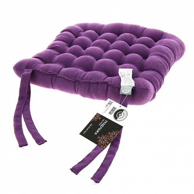 Подушка на стул DE'NASTIA велюр 40х40х5,5см фиолетовый P111142 000000000001184210