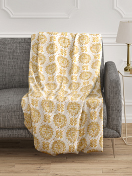 Плед DE'NASTIA Жаккардовый 2-сл 200х220см 100%Полиэстер молочный T040076 000000000001185747