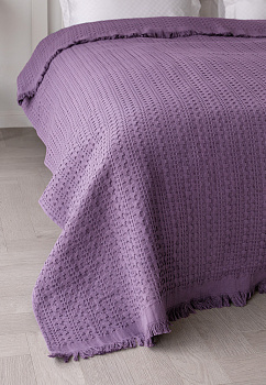 Покрывало 150x200см LUCKY вафельное с бахромой сиреневый хлопок 100% 000000000001212558
