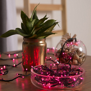 Гирлянда-Нить 7м 180LED LUAZON LIGHTING IP20 8 режимов 220В тёмная нить свечение розовое 000000000001207995