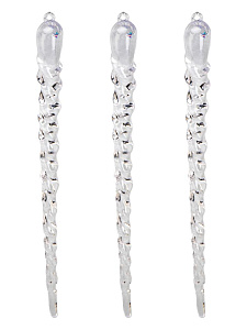 Декоративное украшение Сосулька на елку 24см 3шт прозрачная пластик 000000000001228123