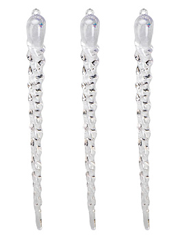 Декоративное украшение Сосулька на елку 24см 3шт прозрачная пластик 000000000001228123