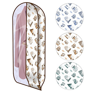 Чехол 60х120х10см МУЛЬТИДОМ ПУТЕШЕСТВИЯ для хранения одежды в шкафах и гардеробных. Удобен для упаковки вещей при переездах и путешествиях. 000000000001204012