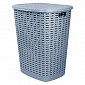 Корзина для белья и одежды 50л VERDE перфорированная с крышкой голубая полипропилен