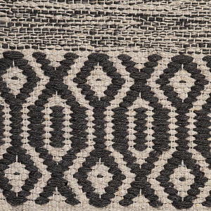 Коврик универсальный 50х80см LUCKY полоска с ромбом бахрома черно-белый хлопок 000000000001222460