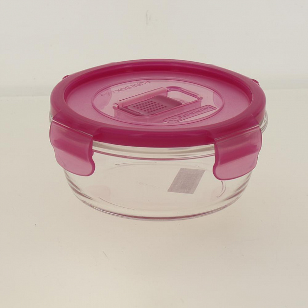 Контейнер стеклянный круглый с розовой крышкой 670мл PURE BOX ACTIVE N0924/P4596 000000000001182546