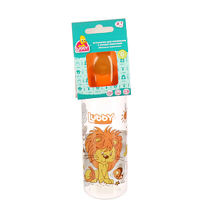 Бутылочка с соской Веселые животные  Lubby, от 0 месяцев, 250мл., полипропилен, латекс 000000000001140714