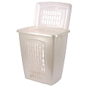 Корзина для белья 45л MARTIKA Молетта прямоугольная с крышкой перламутрово-белая пластик 000000000001117110
