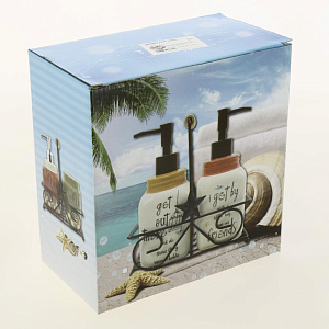 Набор для кухни 3 предмета ДОЛЯНА Кофе дозатор для моющего средства стакан на подставке дерево металл керамика пластик 000000000001209729