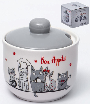 Сахарница с ложкой ELRINGTON КОТЫ-ПОВАРЯТА подарочная упаковка керамика 000000000001211194