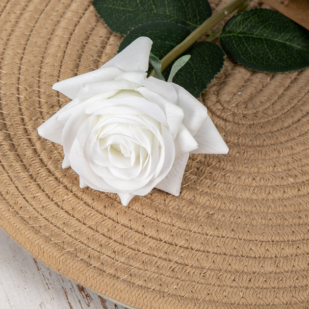 Цветок искусственный Роза Real Touch 42,5см белая 000000000001218364