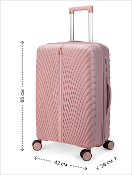 Чемодан на колесах M (42х26х65см) молния розовый PP 000000000001226541