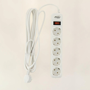 Фильтр сетевой 5м 5 розеток LUAZON LIGHTING 2200Вт 10А 220В белый 000000000001205716