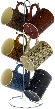 Набор кружек 6шт 380мл керамика металличейский стенд  подарочная упаковка Elrington YC-5005-GZ 000000000001197957