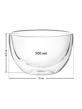 Салатник 500мл LUCKY с двойными стенками стекло 000000000001212883