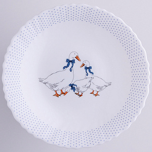 Тарелка суповая 18см FARFORELLE Гуси стеклокерамика 000000000001211303