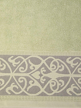 Полотенце махровое 100х150см LUCKY Вензельный бордюр светло-зеленый хлопок 100% 000000000001225092