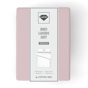 Комплект постельного белья 2,0сп LUCKY (пододеяльник, наволочки 50х70см-2шт) розовый поплин хлопок 100% 000000000001213688