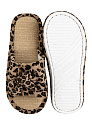 Тапочки домашние 36-37 женские открытые леопардовый бант бежевый полиэстер/ПВХ 000000000001228905