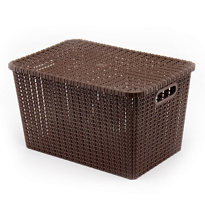 Корзина для хранения 35х24х20см с крышкой коричневый пластик 000000000001177323