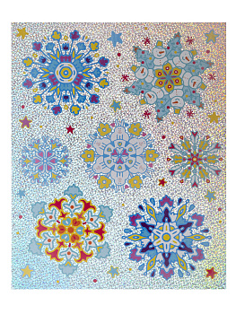 Наклейка Разноцветные снежинки 30x38см ФЕНИКС-ПРЕЗЕНТ 000000000001179809