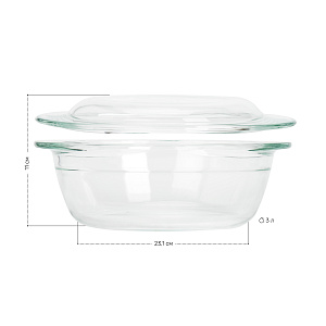 Кастрюля 3л 23,1х11см LUCKY боросиликатное стекло RMCA-0049/LS2803 000000000001215704