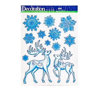 Наклейки новогодние на стекло 41х29см QLPG - 230 000000000001220326