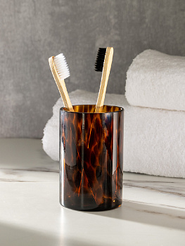 Стакан для зубных щёток DE'NASTIA Лео черный/коричневый стекло 000000000001218909