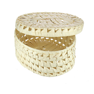 Овальная шкатулка, белый, 27?21?13 см, листья пальмы 000000000001082443