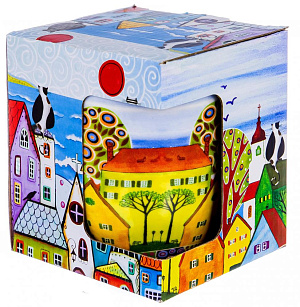 Кружка 350мл заварочная фарфор с металлическимситом Кошки подарочная упаковка Olaff 141-08004 000000000001197835