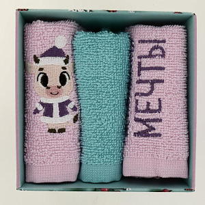 Набор полотенец "Исполнения мечты" 30х30см-3шт, 100% хлопок 340гр/м2 5013757 000000000001202334