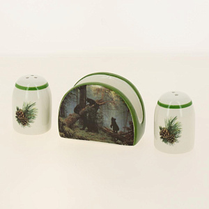 Набор соль+перец+салфетница 1/3 п/упУтро в сосновом лесу,ZFC049-30 000000000001193112