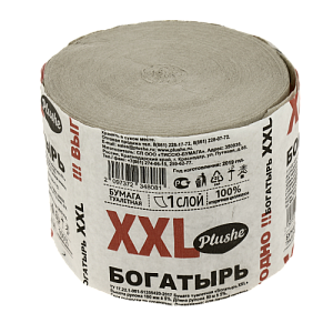 Туалетная бумага Богатырь XXL однослойная серая без втулки 18шт 18739 000000000001202579