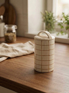 Банка с крышкой 400мл DE'NASTIA lattice коричневый керамика 000000000001231351