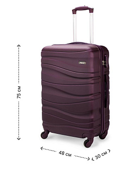 Чемодан на колесах L (48х30х75см) волнабургунд ABS 000000000001226528