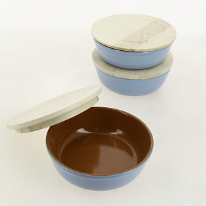 Набор для холодца 3шт Традиция (600мл/крышка-доска разделочная) голубой керамика 000000000001207299