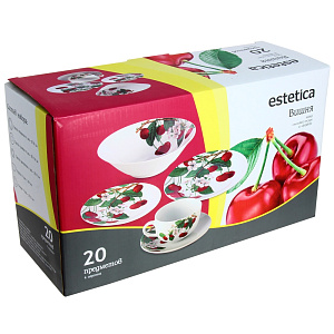 Набор столовый ESTETICA Вишня, фарфор, 20 предметов, M34007 000000000001094382