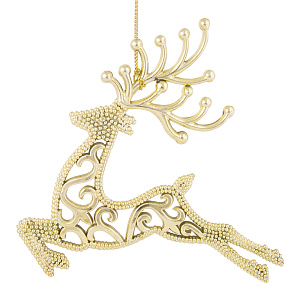 Новогоднее подвесное елочное украшение Олень золотой из полипропилена / 13x13,5x0,3см арт.77965 000000000001179735