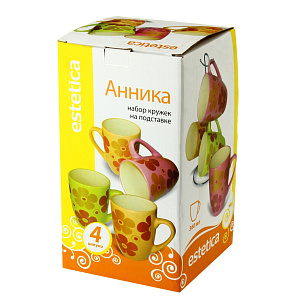 Набор кружек на подставке Анника Estetica, 360мл, керамика, 4 шт. 000000000001060058