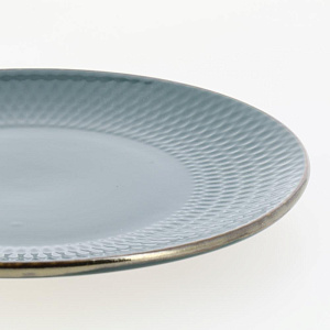 Тарелка десертная 19,7см LUCKY Точки металлическая кайма плоская зеленый керамика 000000000001211251