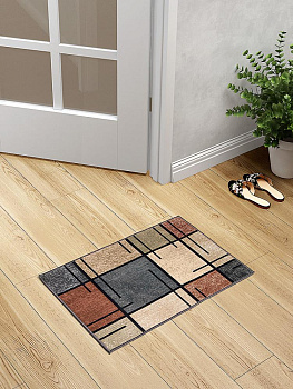 Коврик придверный 40x60см LUCKY Квадраты коричневый/серый полиэстер 000000000001200450