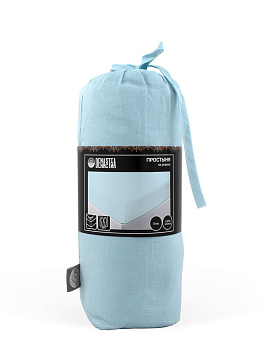 Проcтыня натяжная DE'NASTIA БЯЗЬ 160x200+25см 100%Хлопок голубой C010736 000000000001192967