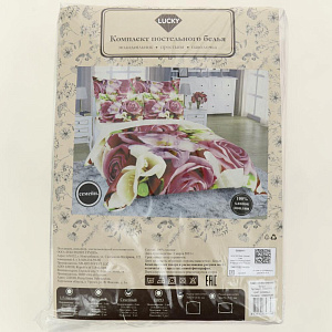 Комплект постельного белья Семейный LUCKY Роза пододеяльник215х145см-2шт простыня220х240см наволочки70х70см-2шт розовый поплин 100%хлопок 000000000001208098