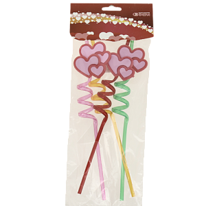 Трубочки пластиковые спираль сердца 4 шт 000000000001184964