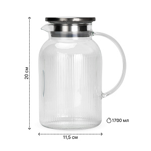 Набор для питья GARBO GLASS (кувшин 1,7л/стакан 215мл-4шт) стекло 000000000001217350