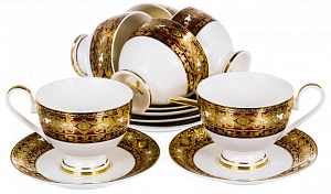 Набор чайный 12 предметов (чашка 230мл-6шт/блюдце-6шт) BALSFORD Саксония золото подарочная упаковка фарфор 000000000001193937