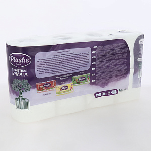 Бумага туалетеная 8шт 18м PLUSHE Classic 2х слойная белый 000000000001215214